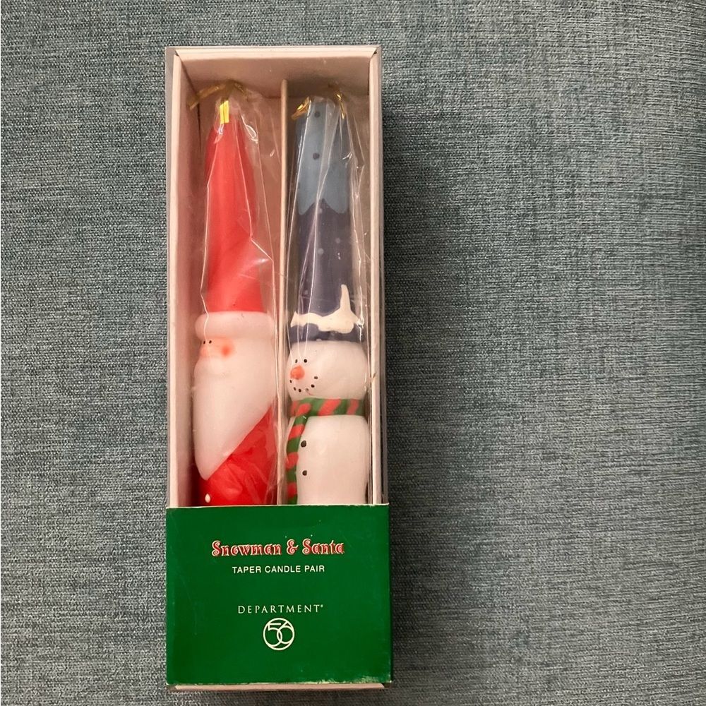 New Department 56 Snowman & Santa Claus Christmas Candle